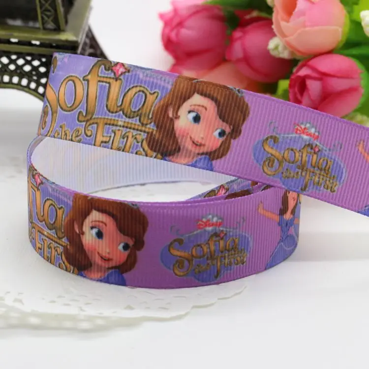 7/8'' Free shipping sofia the first printed grosgrain ribbon hairbow