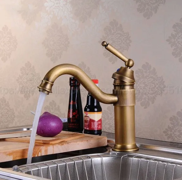 Single Handle Mixer Tap Bathroom & Kitchen Sink Water Faucet Antique Brass Rotable Basin Faucet Taps znf007
