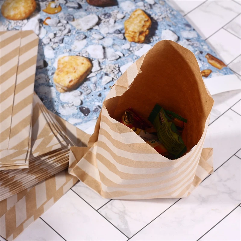 25pcs Kraft Paper Bags Striped Dots Paper Craft Bag for Party Favors Wedding Candy Gift Bags Birthday Party Supplies Decorations (8)