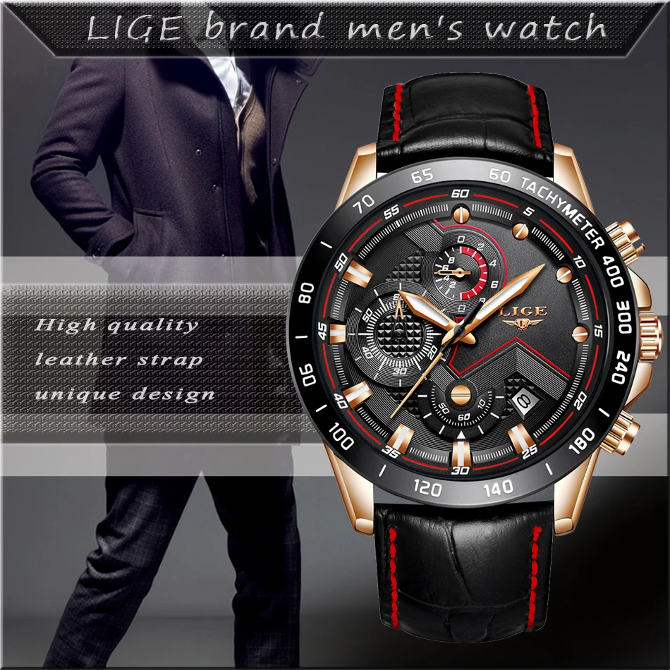 Relogio Masculino LIGE мужские s часы Топ бренд класса люкс водонепроницаемые Модные кварцевые часы мужские повседневные Дата кожаные спортивные наручные часы