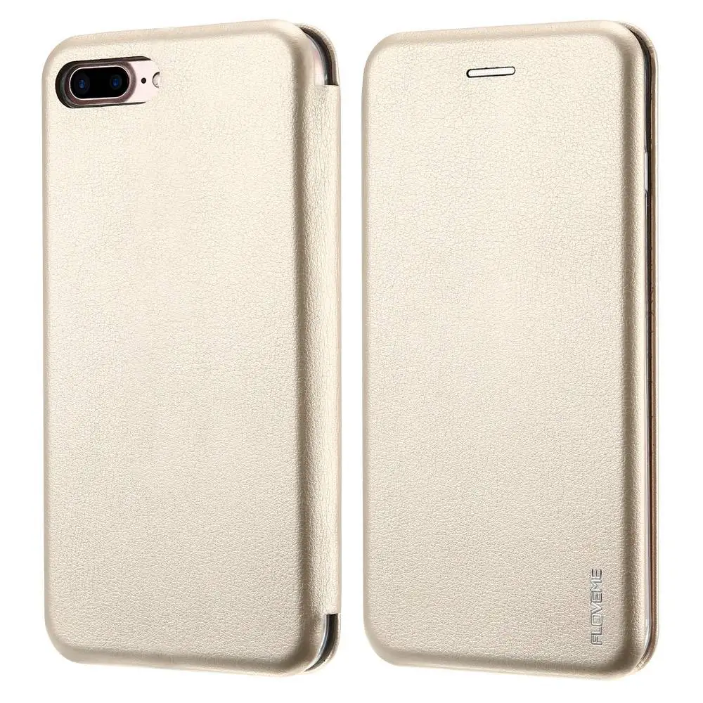FLOVEME превосходный Чехол-книжка из искусственной кожи для iPhone 7, 6, 6s Plus, чехол из ПУ кожи, гладкий Чехол на ощупь для iPhone 6 Plus, 7 - Цвет: Gold