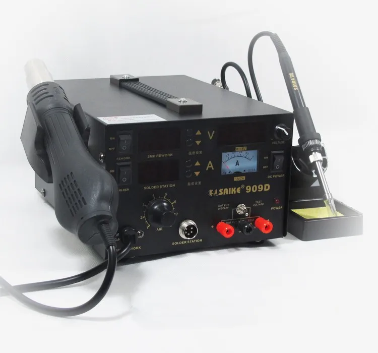 

soldering saike 909D Soldering Stations 220V 110V 3 in 1 Hot air gun rework station Soldering station dc power supply solder