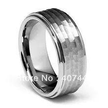 Envío Libre Barato Precio EE.UU. Rusia Brasil Ventas Calientes 8mm Cepillo de plata Martillo Golpe Carburo De Tungsteno Anillo de Boda de Los Nuevos Hombres banda