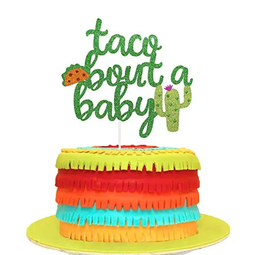 Taco Bout детский кактус торт Топпер зеленый блеск фиеста праздничные товары душ