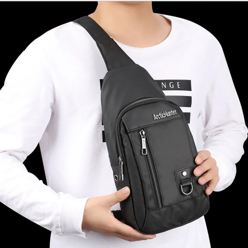 

Mens Leisure Pockets Crossbody Bags Waterproof Messenger Chest Bag Oxford Cloth Travel Casual Bag Single Shoulder Strap D0137