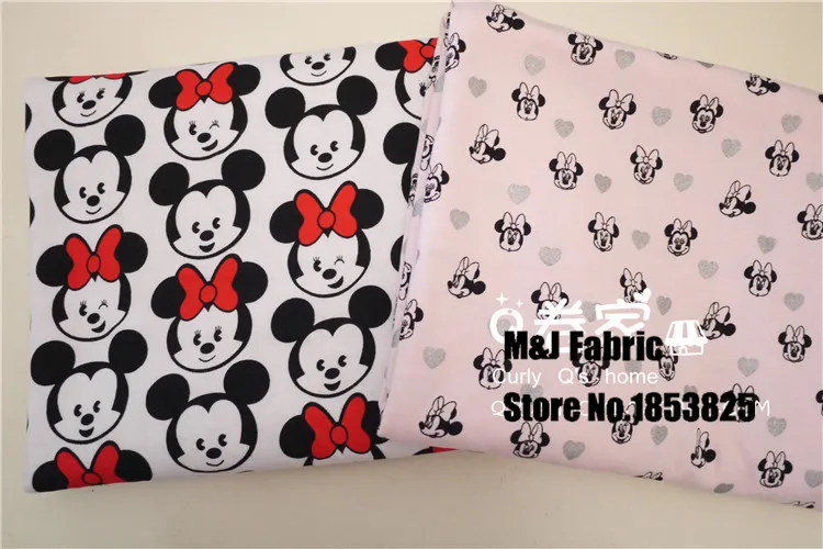 

50*170cm Cartoon minnie mickey Sewing terry cotton fabric printed boy clothing making fabric DIY fabric Sweater coat