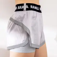 Женские спортивные шорты для йоги, фитнеса, бега, свободные быстросохнущие леггинсы для Женский тренажерный зал, дышащая двухслойная одежда для бега