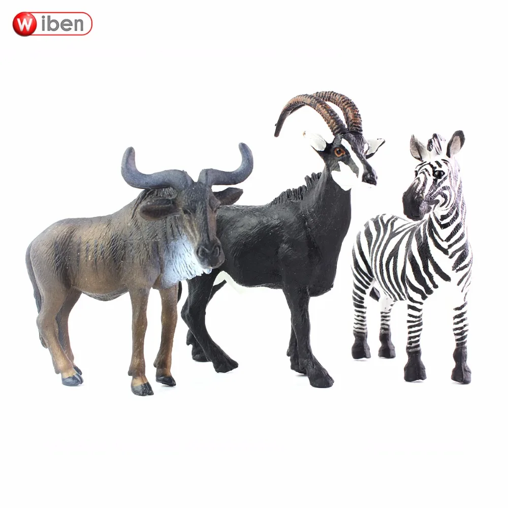 

Wiben 3pcs/lot Zebra Wildebeest Antelope Simulation Animal Model Action & Toy Figures Collection for children Toy Birthday Gifts