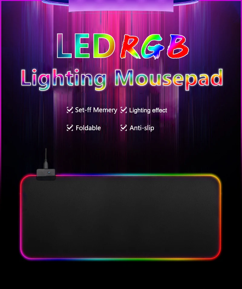 HECULAS RGB Led подсветка игровой коврик для мыши 80x30 см Большой размер резиновая основа мягкий коврик для мыши Противоскользящий коврик для мыши с блокирующим краем