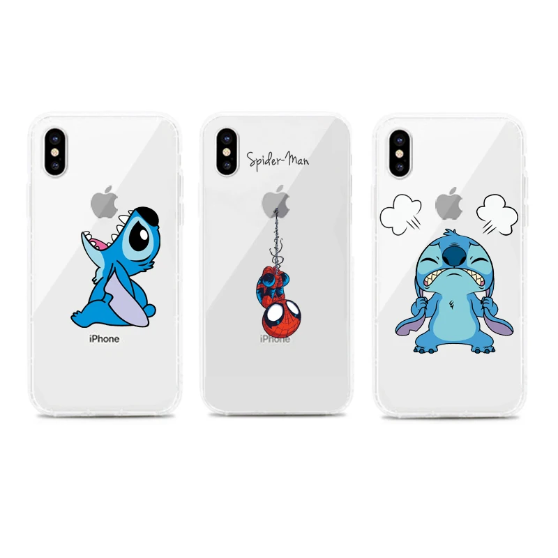 

Transparent Soft TPU Cartoon Case For coque iphone 6 6s 7 8 Plus Cute Funny Spiderman Silicone Case Cover For iphone x xs max xr
