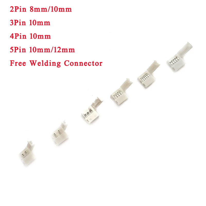

Free Welding Connector 2pin 8mm / 2pin 10mm / 3pin 10mm / 4pin 10mm / 5pin 10mm / 5pin 12mm LED Strip Connectors