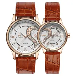 Новинка 2017 года 1 пара/2 шт. Tiannbu ультратонкий кожаный романтическая мода пару наручные часы Dropshipping L530