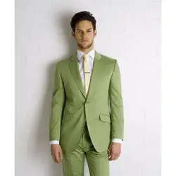 Индивидуальный заказ Новый стиль Мужские костюмы Groomsmen Нотч смокинг для жениха оливковый зеленый Свадебный Лучший мужчина Костюм (куртка +