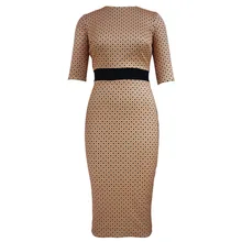 Hochwertige mode frauen dress nette dot druck rundhals lange kleider elegante damen abendgesellschaft bodycon dress robe femme
