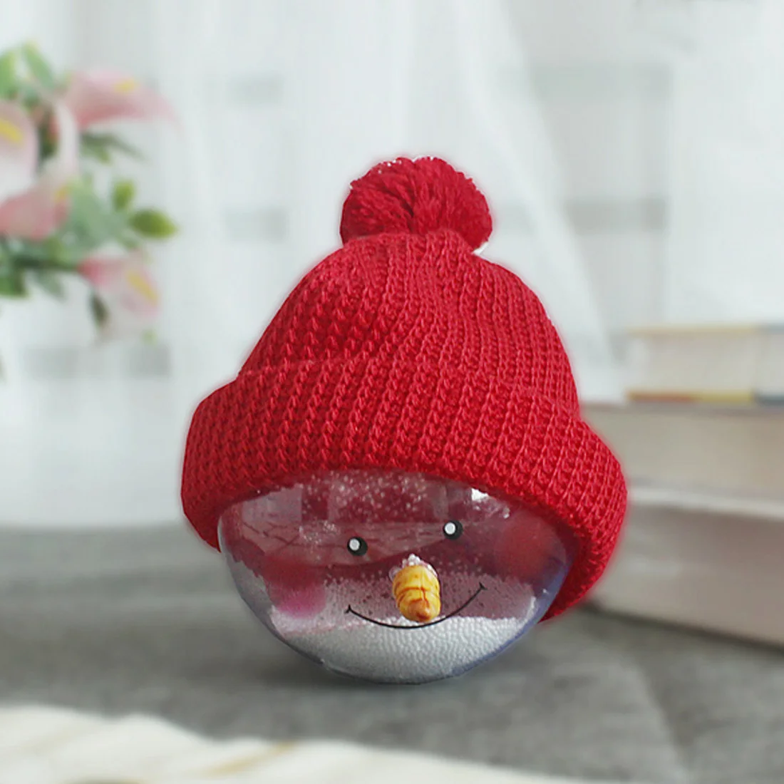 Bola de cristal bola de Navidad colgante adorno árbol de Navidad sonriente muñeco de nieve con sombrero decoración de jardín 15*8 cm Decoración Bola de cristal bola de Navidad colgante adorno árbol de Navidad sonriente muñeco de nieve con sombrero decoración de jardín 15*8 cm Decoración