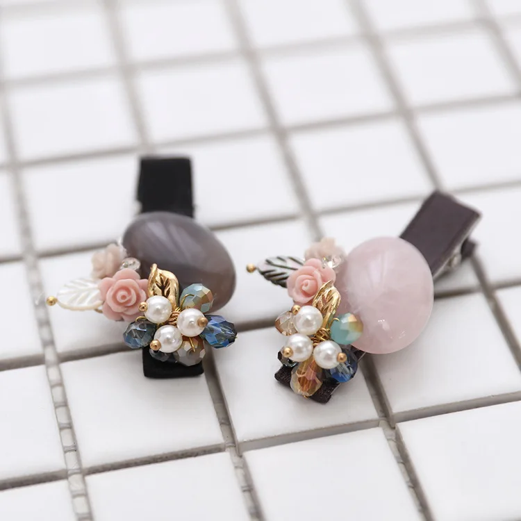 Fashion Natural Stone Crystal Flower Hairpin Shell Hairpins Hair Clips Accessories Girls Christmas Gifts Women Luxury Jewelry