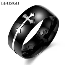 LPHZQH fashion Stainless Steel vintage cross Men Ring engagement wedding Jewellery charm personality finger accessory steampunk