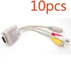 10 шт. Белый ПК VGA SVGA штекер 3 RCA 4 Pin S-video Женский HDTV кабель