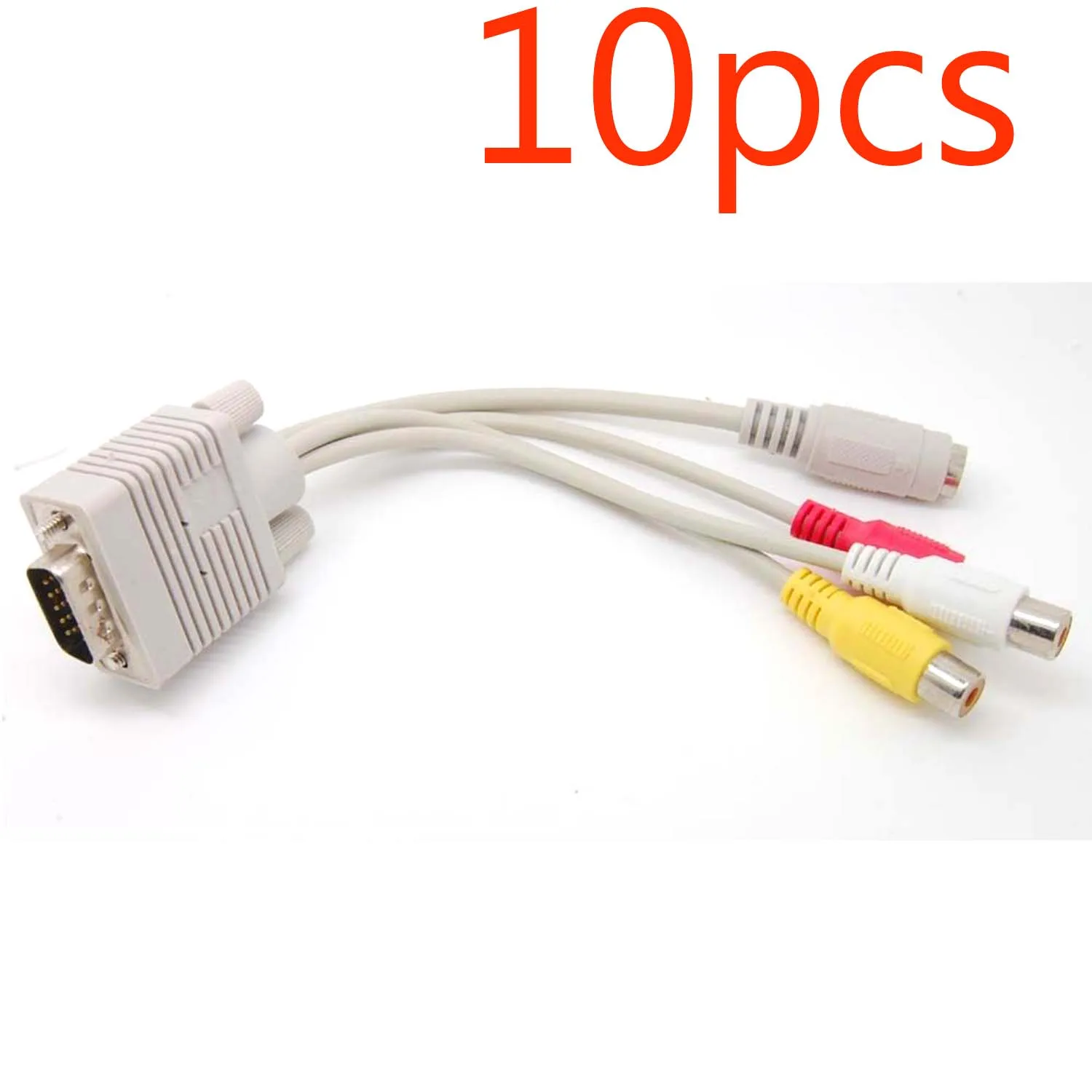 10 قطعة الأبيض PC VGA SVGA ذكر إلى 3 RCA 4 دبوس S-فيديو أنثى HDTV كابل