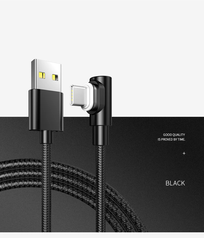 Tongyinhai usb type C 3A 90 градусов игровой USB кабель F Форма L изгиб зарядный шнур магнитные телефонные кабели для Iphone/Android телефон