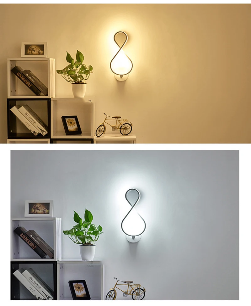 Индивидуальный Креативный светодиодный настенный светильник простой европейский настенный светильник белый 8 слов прикроватный светильник для спальни