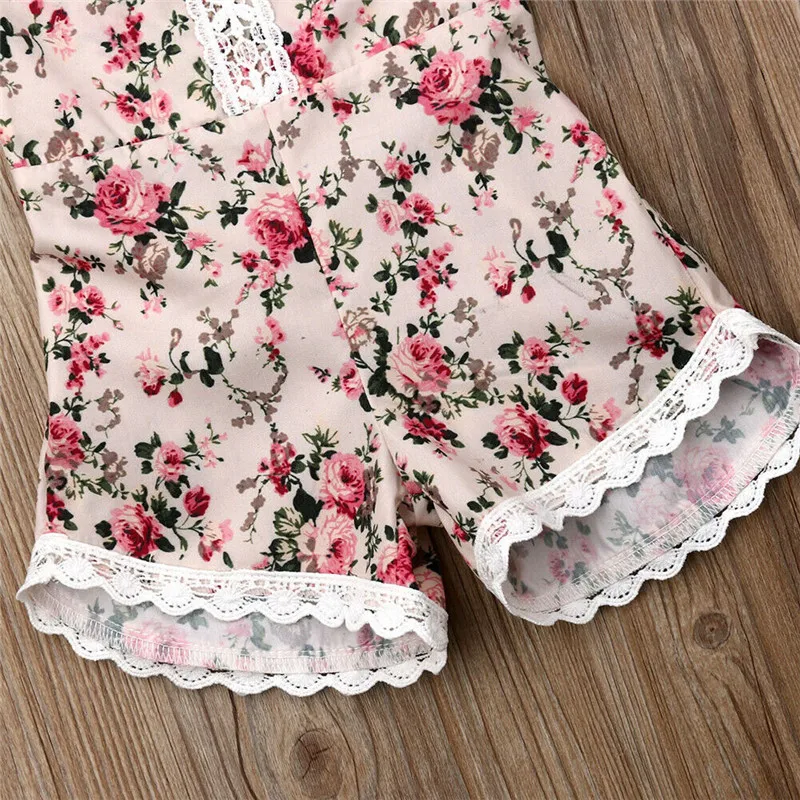 Newborn Floral Romper With Headband 2019 Cute Infant Baby Girl Halter Cotton Floral Romper Summer Sleeveless Jumpsuit 3-24M