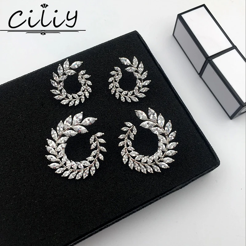 

Luxury Micro insert Olive branch crystal CZ zircon stone Wheat earrings for women Classic fashion Bride wedding jewelry