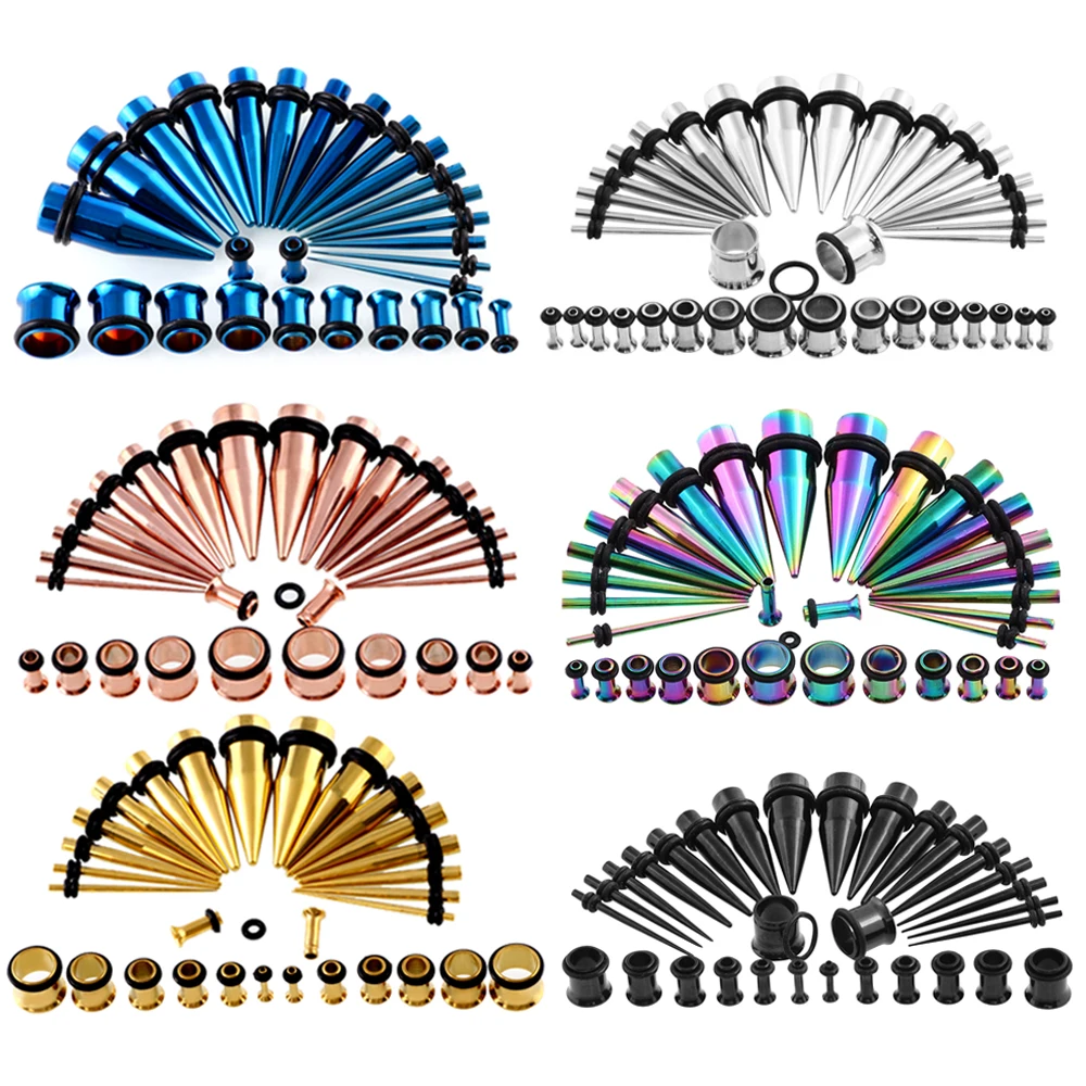 

36Pcs/lot Single Flare TunnelEar Taper Ear Plug Ear Expander Strecher Ear Stud Tragus Gauge Piercing Cartilage Body Jewelry