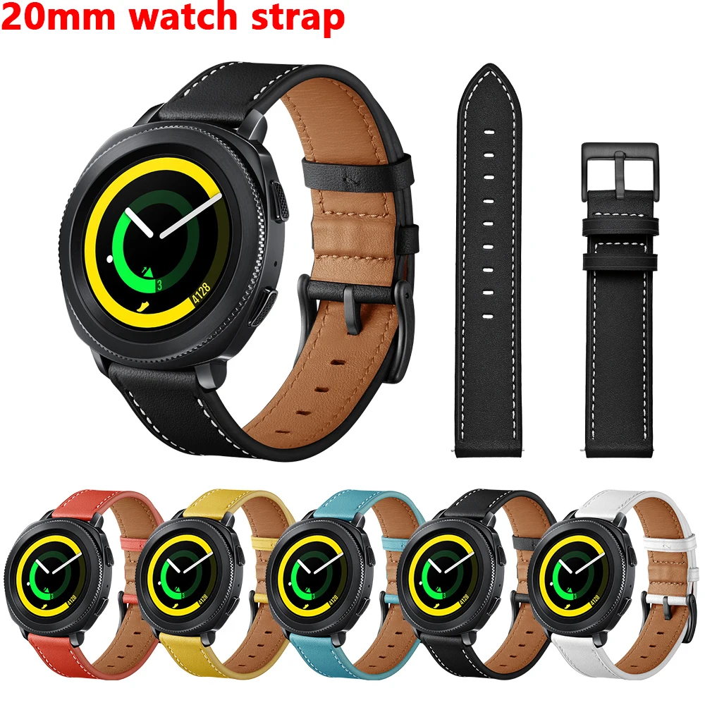 Ремешок из натуральной кожи для samsung galaxy watch active/42 мм sport gear S2 classic 20 мм ремешок для часов Смарт-часы браслет SM-R500