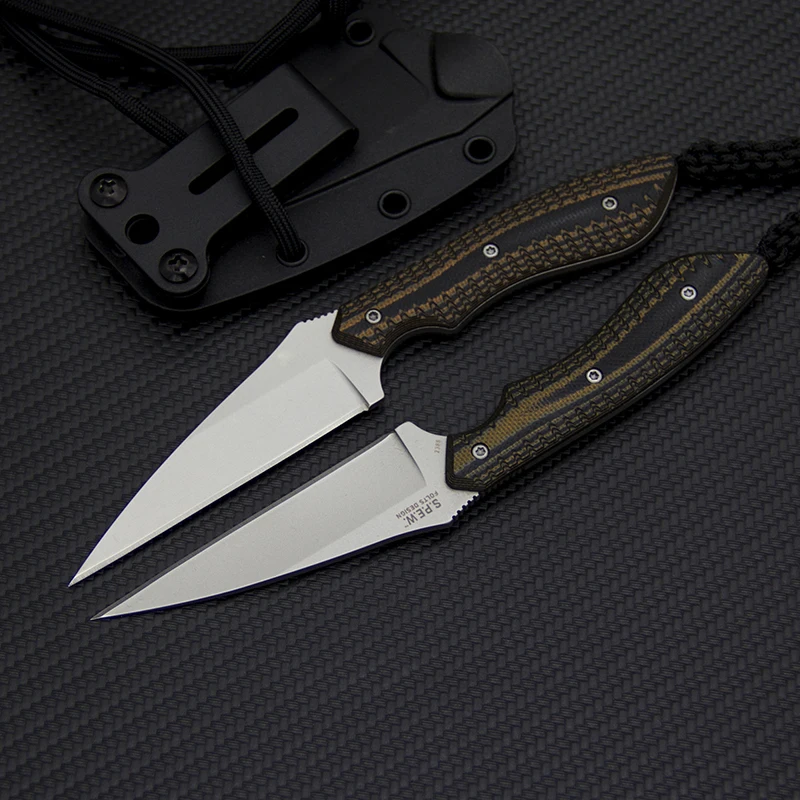 Полный Тан Тактический шейный нож 8Cr13Mov EDC Универсальный нож с фиксированным лезвием для самозащиты Прямые ножи инструменты для охоты