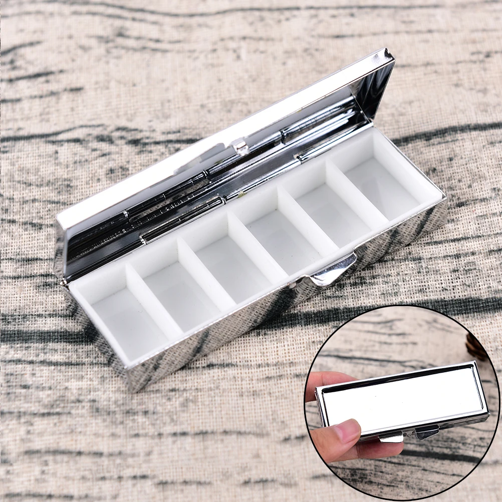 

1pcs 85*35*15mm 6 Grid Folding pill case container for Medicines Organizer Pill box Travel Essential Pill Splitters