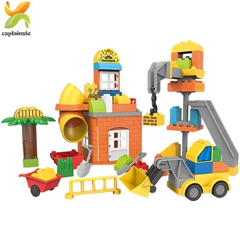 

83pcs City Big Size Engineering Construction Team Colorful Building Blocks Duploes Bricks Toys For Kids Gift