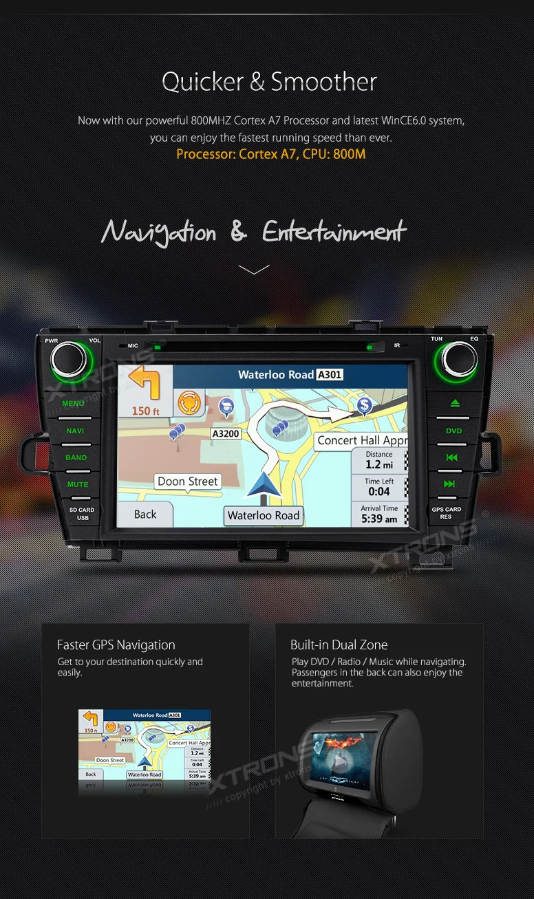 Clearance XTRONS 8 inch 2 din Car DVD Player GPS Navigation Radio USB Windows Ce For Toyota Prius Left Hand Drive 2009 2010 2011 2012 2013 5