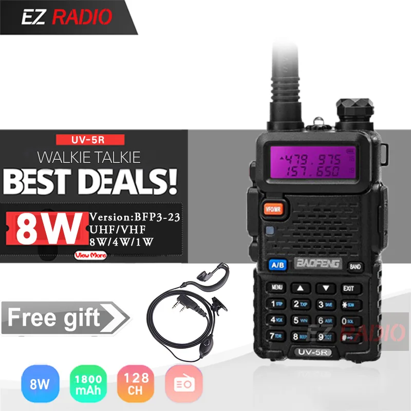 

8W Baofeng UV-5R Walkie Talkie 10 KM Dual Band Baofeng UV5R Ham Radio 10 KM UHF VHF Two Way Radio Pofung UV-9R UV-8HX UV-82 UV5R