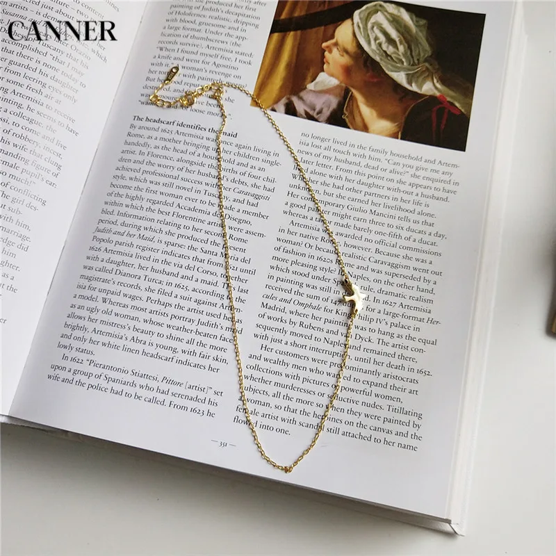 Canner 925 серебро животное птица колье ожерелье для женщин Золотая цепочка, колье девушка подарок на день рождения