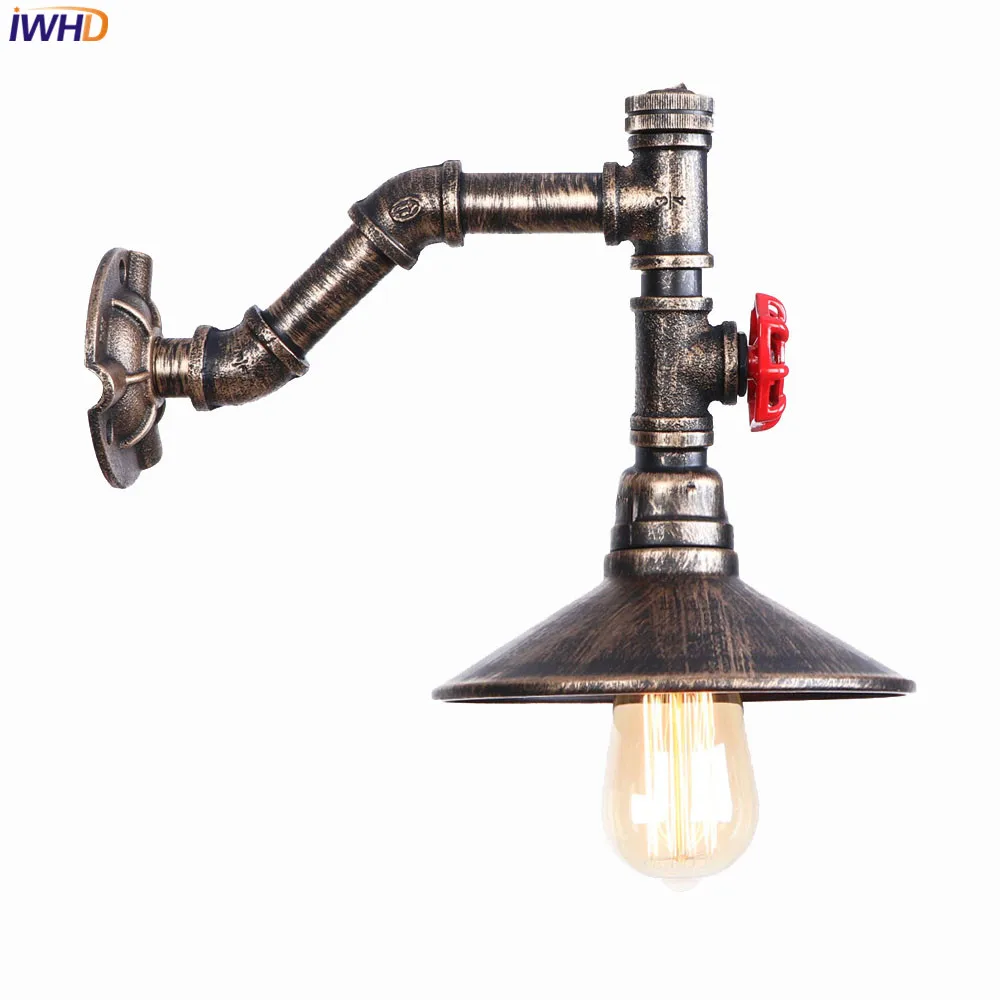 

IWHD Iron Loft LED Wall Lamp Retro Water Pipe Wandlamp Fixtures Home Bathroom Light Simple RH Bedside Living Room Luminaire