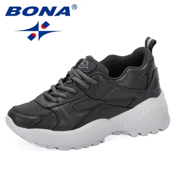 

BONA 2019 Zapatos Mujer Woman Sneaker Tenis Feminino Fashion Classic Wedges Shoes ladies Increasing Sapato Female Comfortable