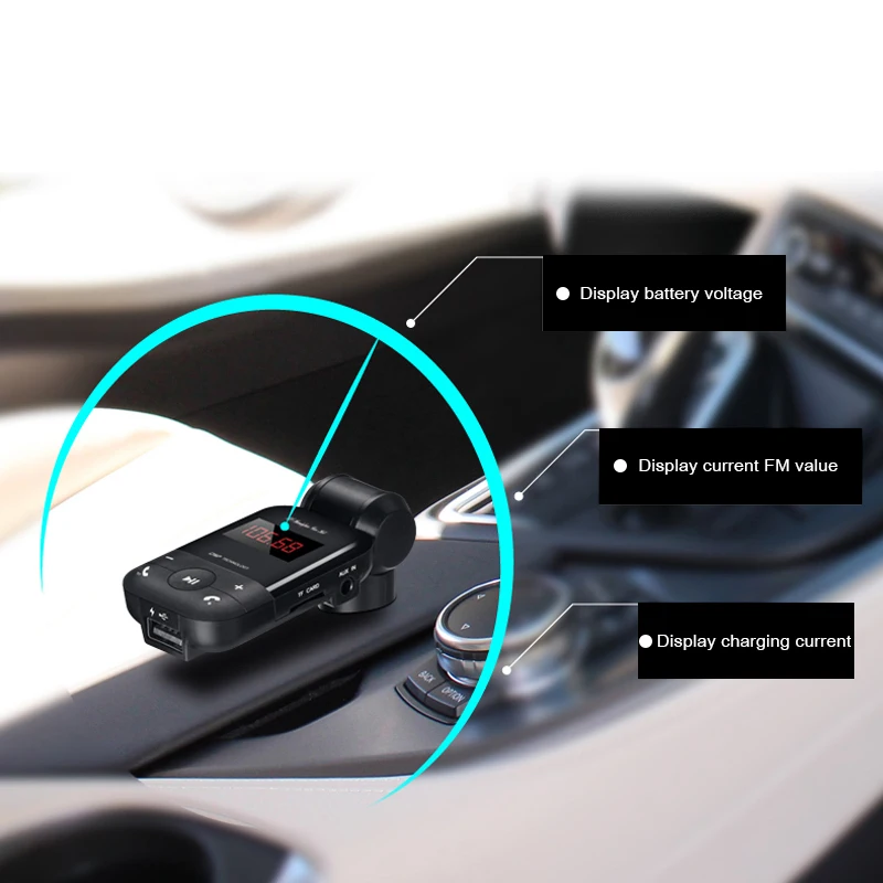 Автомобильный Bluetooth fm передатчик с USB зарядным устройством автомобильный - Фото №1