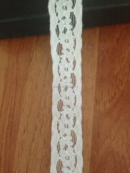 

wholesales 3cm wide 100meters/lot ivory elastic band stretch soft lace ribbon floral style for handmade craft garter headband