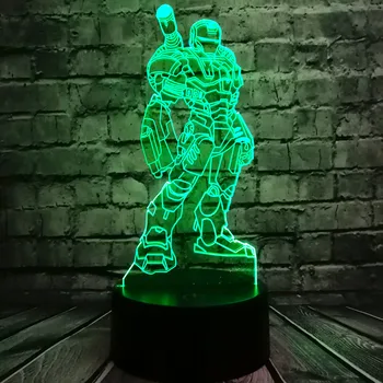 

Hot Movie Avengers Hero Iron Man Head 7 Colorful Lava LED Decor Room Table Mood Night Light Holiday Party Supply Luster Kid Toy