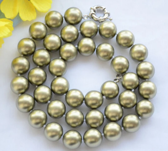 

HOT 001632 14mm bronze round SOUTH SEA SHELL PEARL NECKLACE 24inch