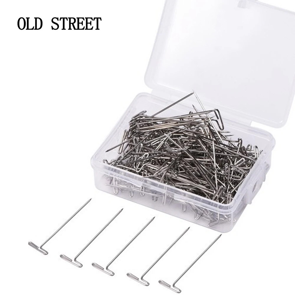 50 Pieces Wig T Pins for Holding Wigs Silver 32mm Long T-pins Styling Tools For Wig Display