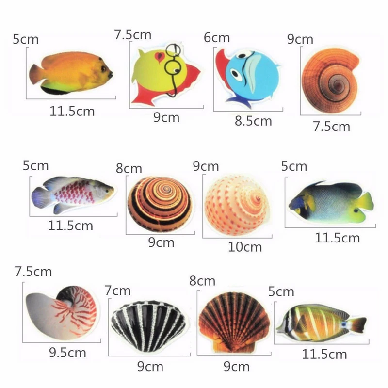 6pcs/lot Bathtub Anti-slip Fish Stickers Kid Shower Safety Stickers Cute Cartoon Wall Stickers Bathroom Decoration