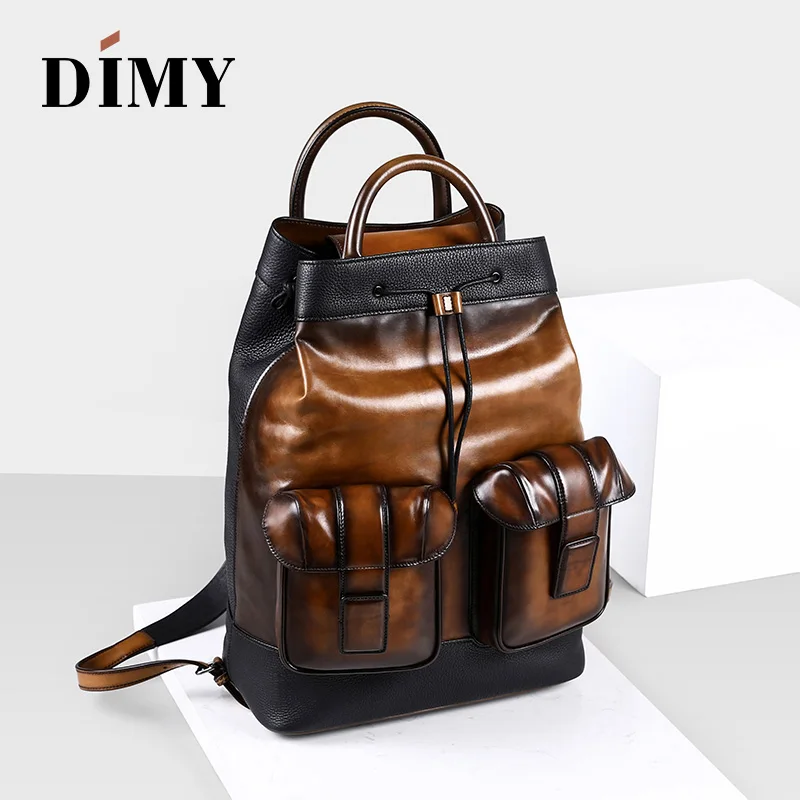 

2018 Men Laptop Backpacks Men Genuine Leather 15.6 Inch Daily Work Backpack Schoolbag Vintage Style back pack mochila escolar