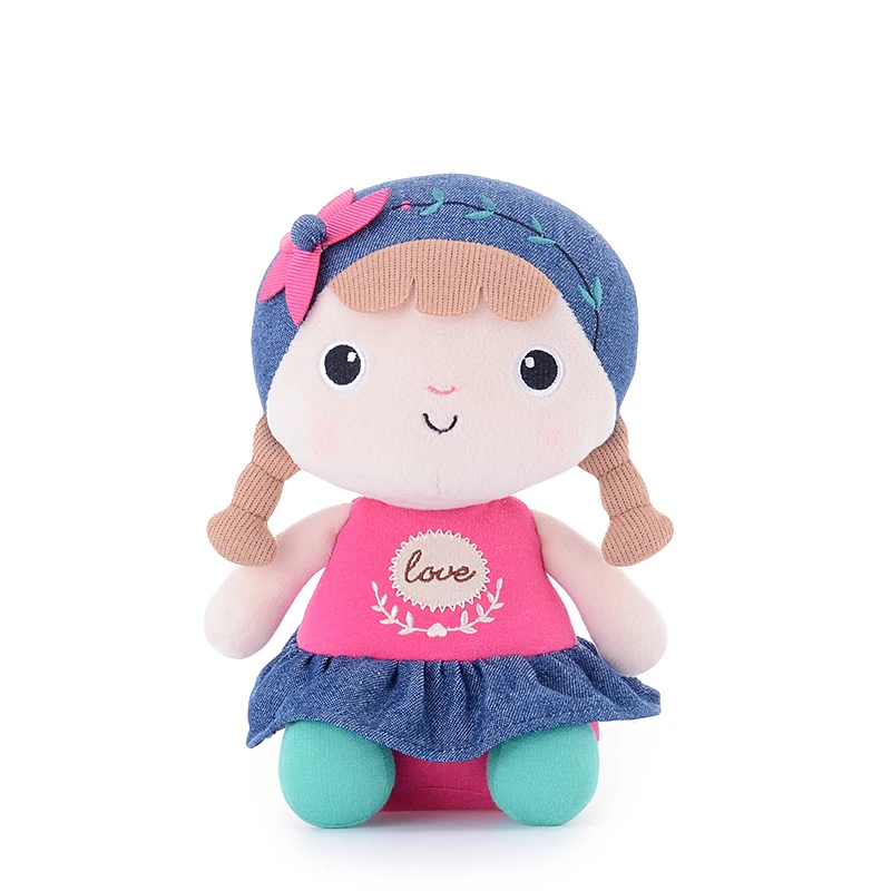 METOO Rag Toys Pretty Girl Blue Dress Cloth Doll S...