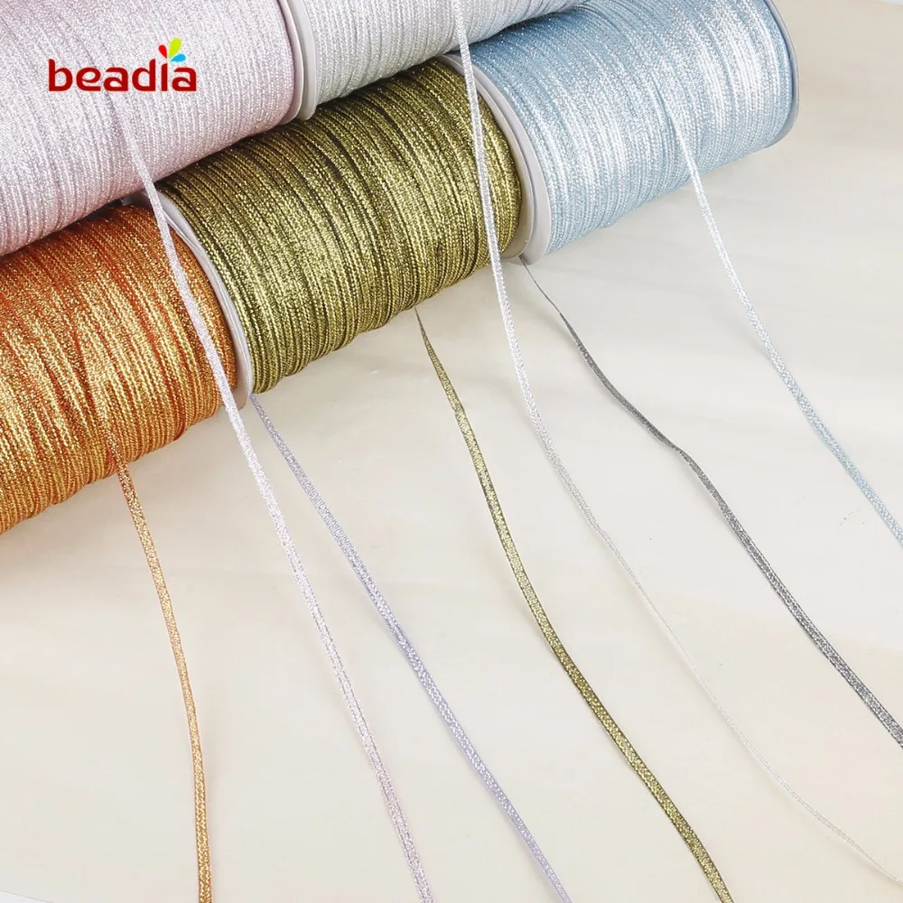 

20 Yards Gold Silver glitter ribbon 3mm For DIY Crafts Sewing gift packing belt wedding party Christmas embellishment ribbon