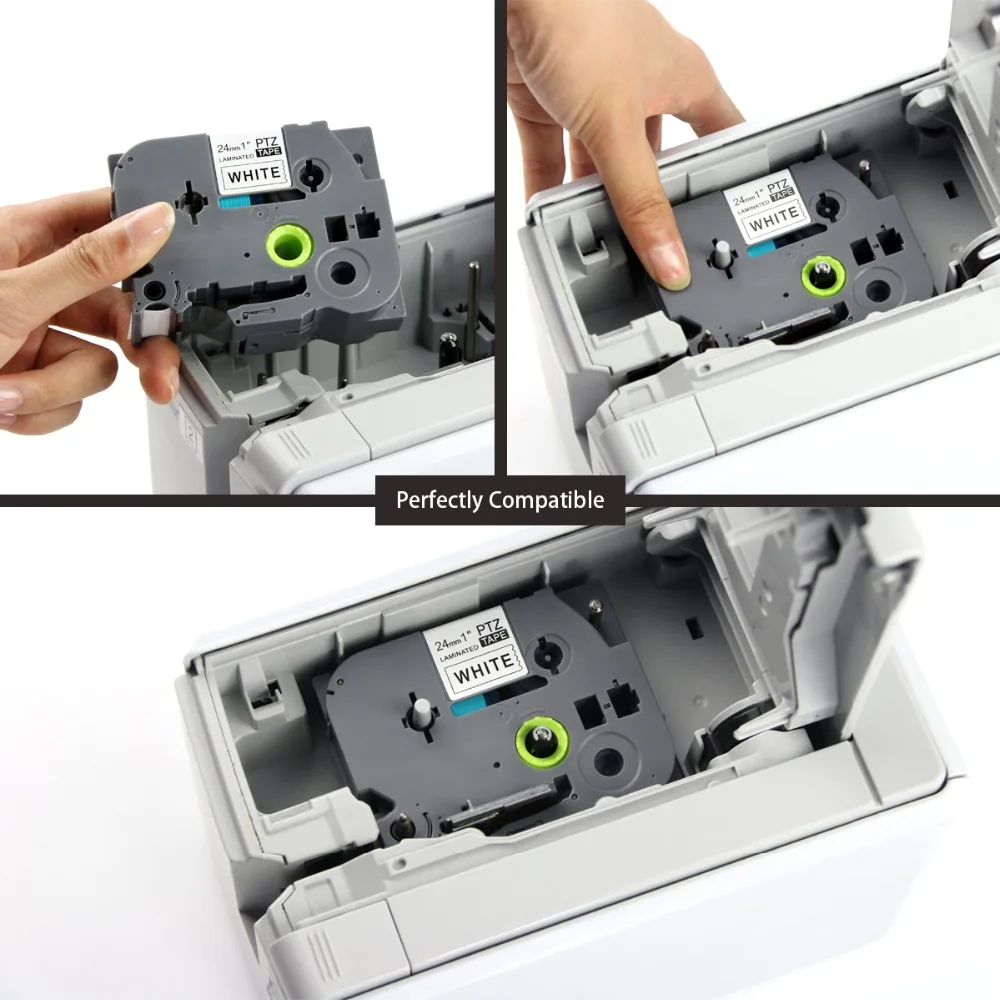 5 шт PUTY 24 мм Белое на черном TZe-355 tz355 TZ-355 Ленточные стикеры совместимый для PT300 350 520 750 P700 D600 P-Touch принтеры этикеток