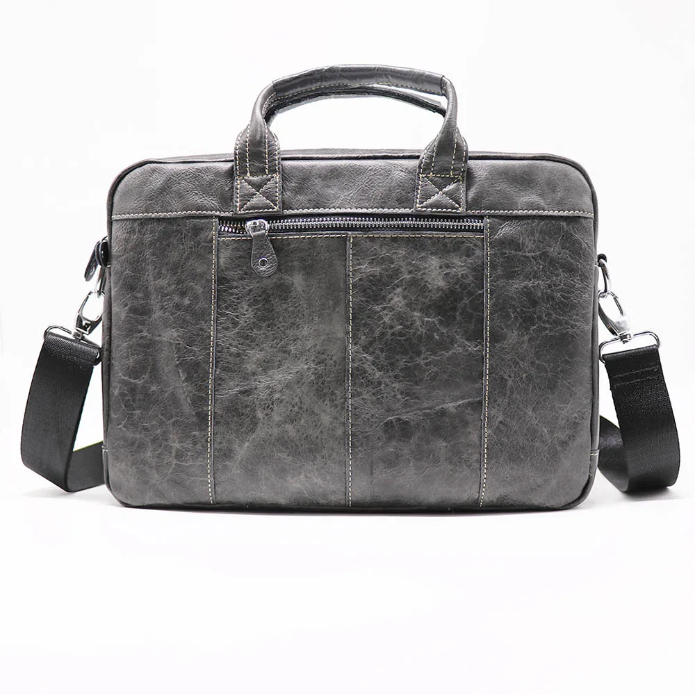 

New 13' Business Handbag Briefcase Genuine Leather Men's Shoulder Bag Male Messenger Bags Cowhide Handle Pack Cross Body Tote
