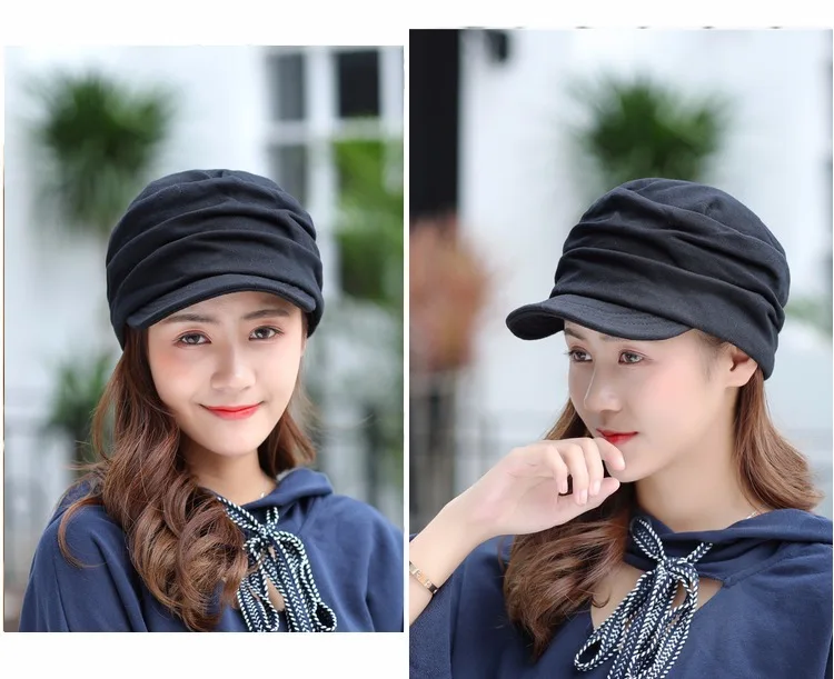 [HEAD BEE] брендовая зимняя шапка Хлопковая женская вязаная шапочка плотная вязаная шапочка Женская бархатная однотонная шапка