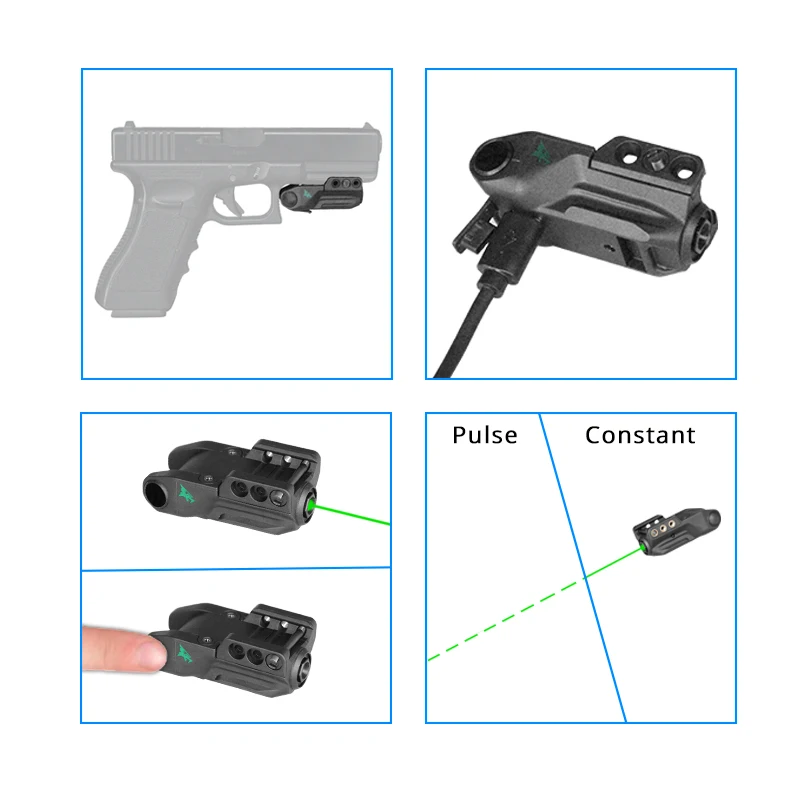 Тактические лазерные прицелы для пистолетов Mini Mira Laser Glock Handgun Air Rifle аксессуары Smart On/Off Switch Green Lazer Pointer